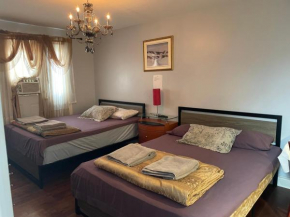 Self service small breakfast, 2 double beds private room